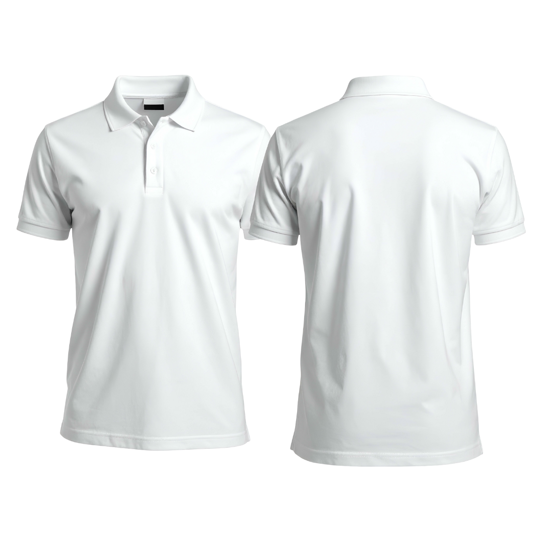 Polo shirt model 10 in various solid colors.