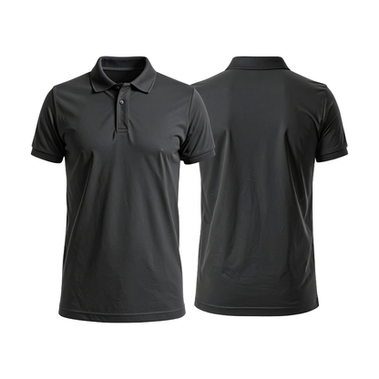 Polo shirt model 10 in various solid colors.
