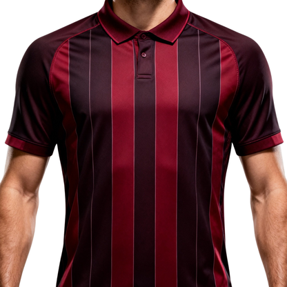 Polo shirt model 10 in dark red and light red.