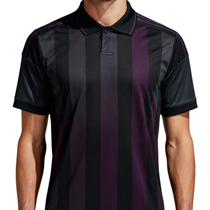 Polo shirt model 10 in dark purple and black.